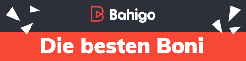 Werbegrafik mit Bonusangebot und Bahigo Logo im Fokus