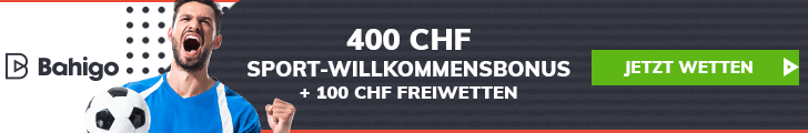 Banner mit Bahigo Logo und 400 CHF Willkommensbonus Angebot